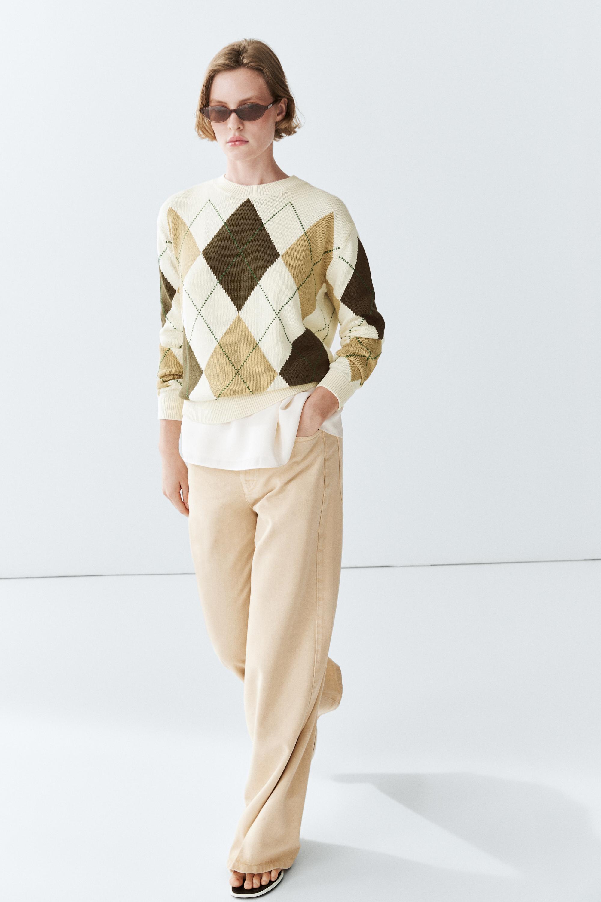 Pull en maille losanges 100% coton